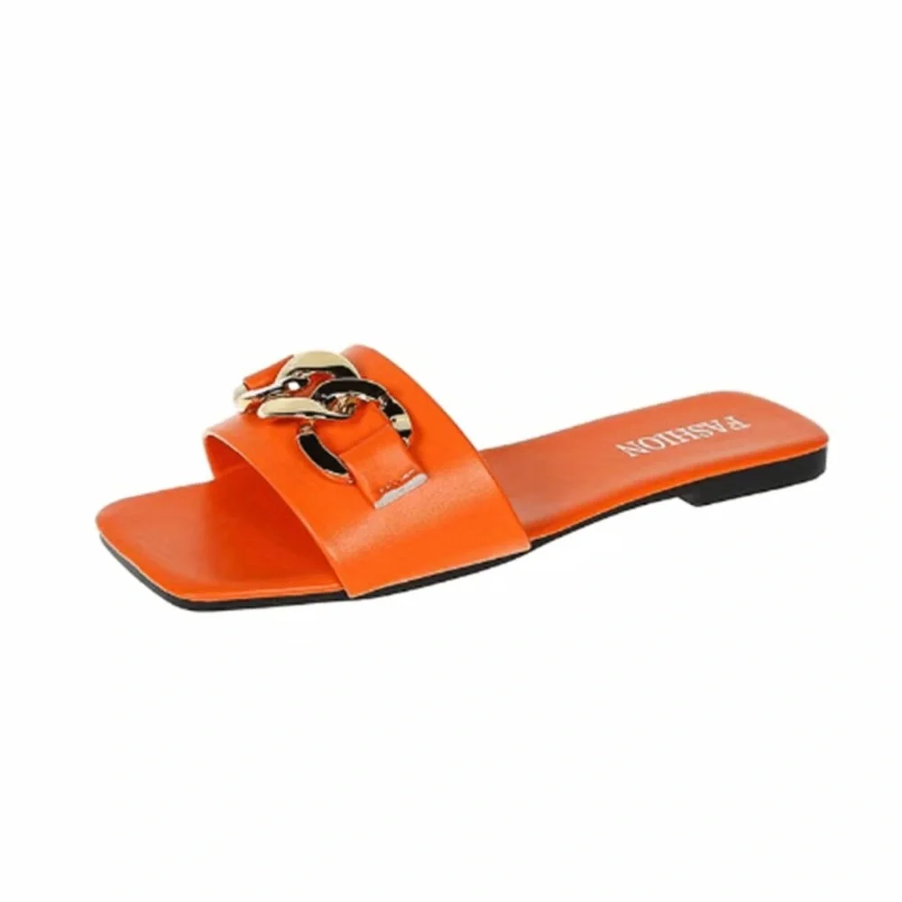 Orange Non Slip Slides Sandals Sz 8 Spring Summer Easter Beach Wedding Party - Picture 2 of 3